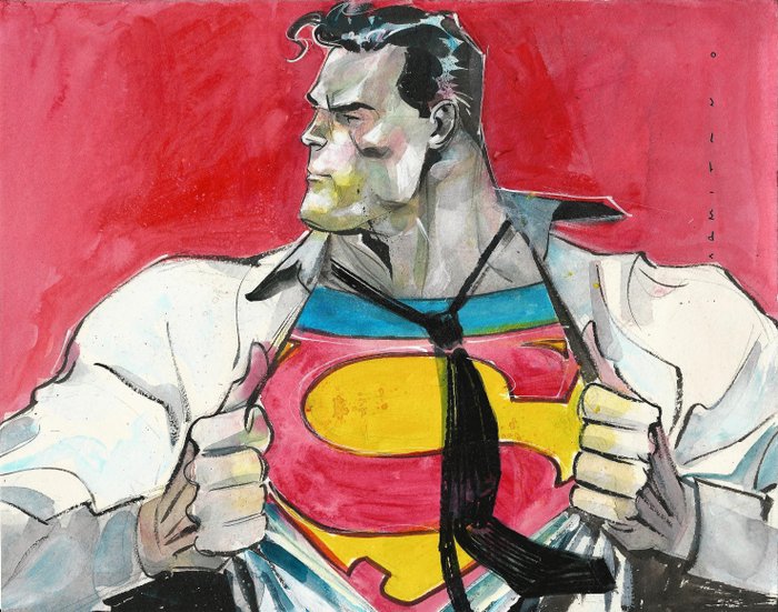 Superman - Paolo Armitano - Illustrazione originale "L'Uomo d'Acciaio" - Losbladig - Uniek exemplaar - (2020)