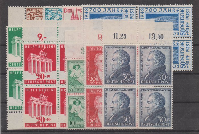 Allied Occupation - Germany (American and british zone) 1948/1949 - Three complete block-of-four sets