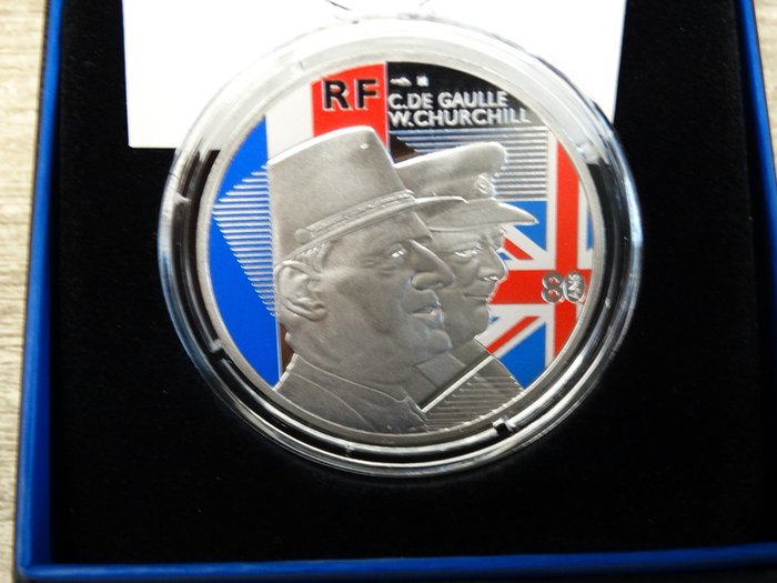 Frankreich. 10 Euro zilver proof 2021  " De Gaulle & Churchill "