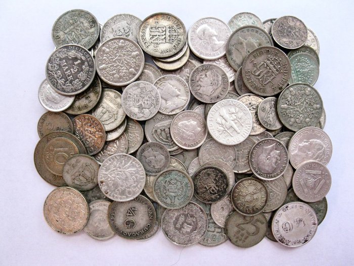 Welt. Collection various silver coins ca. 1850/1970 (107 Pieces) - silver