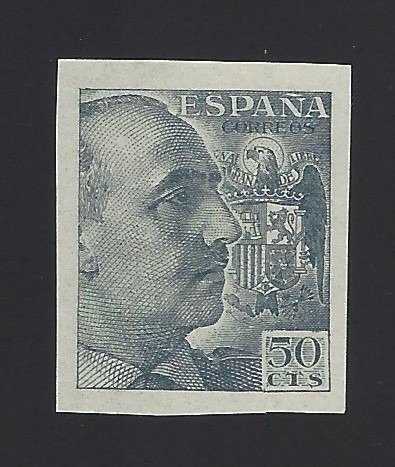Spanje 1949 - Franco 50 céntimos imperforated - Edifil nº 1053 sin dentar