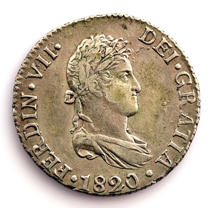 España-Sevilla. Fernando VII (1813-1833). 2 Reales 1820 CJ