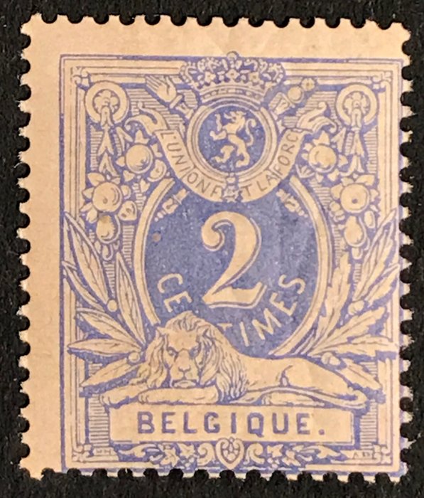 Belgium 1869/1883 - Reclining Lion 2c blue, chalk paper - MNH - OBP 27c