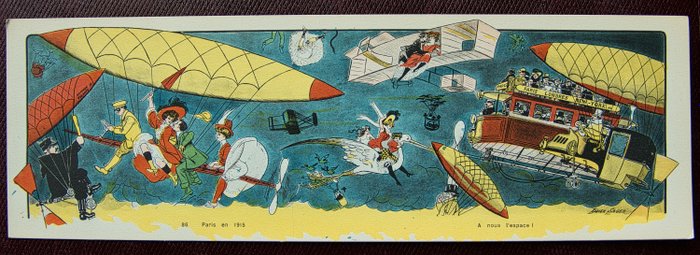 Frankrijk - Fantasie, illustrateur Xavier Sager - Xavier Sager - Parijs in 1915 en toekomstblik op reizen in de lucht (1) - 1910
