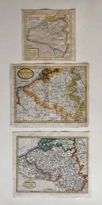 België, Luxemburg; R. de Vaugondy / Bordelet // McIntyre  / W. Guthrie / A. Kincaid // W. Guthrie - Pays Bas Catholiques / Netherlands, [...] / The Belgic Provinces With the roads [...] - 1755 - 1790 - 1798