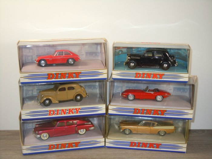 Dinky Toy-Matchbox - 1:43 - 6 Modellen Tucker, MGB, Studebaker, Jaguar, Ford V8 Pilot - Including Original Packaging