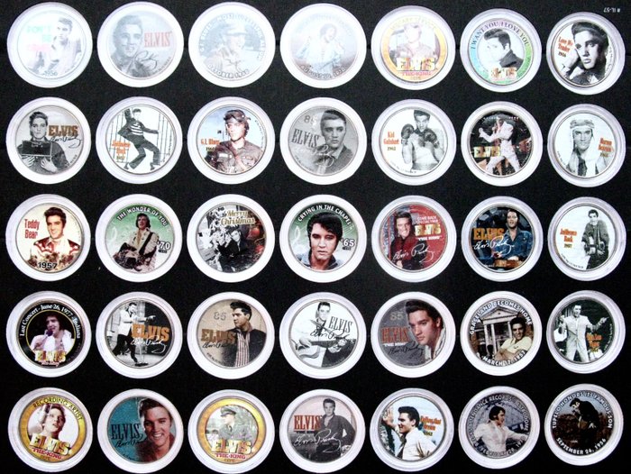 USA. Half Dollar (Kennedy) "Elvis Presley" (35 different coins) - colorized