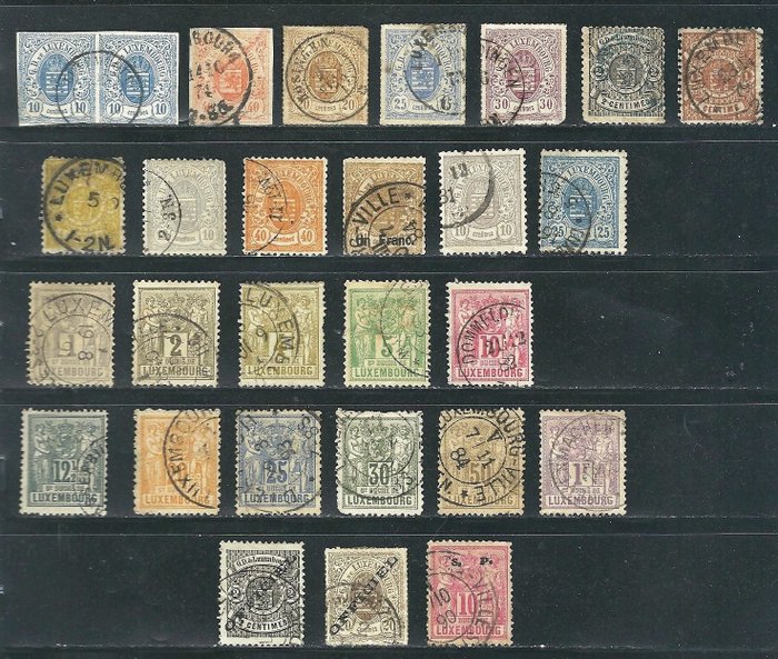 Luxembourg 1859/1882 - 28 very old stamps including Michel Nr.6 pair and 3 Official service - Michel