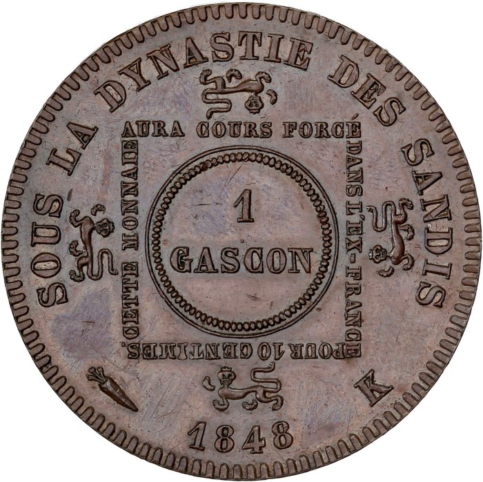 France. 1 Gascon 1848-K, Bordeaux