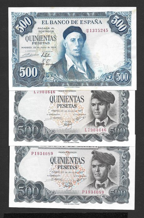 Spain - 3 x 500 pesetas - varios años