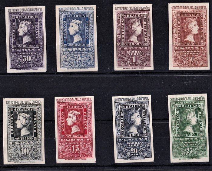 Spain 1950/1950 - Centennial of Spanish stamps. - edifil 1075/1082