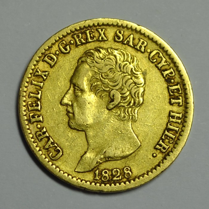 Italië, Koninkrijk Sardinië. 20 Lire 1828 Carlo Felice