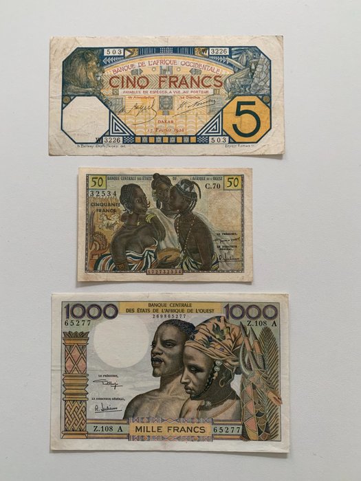 World - 3 banknotes - Various dates