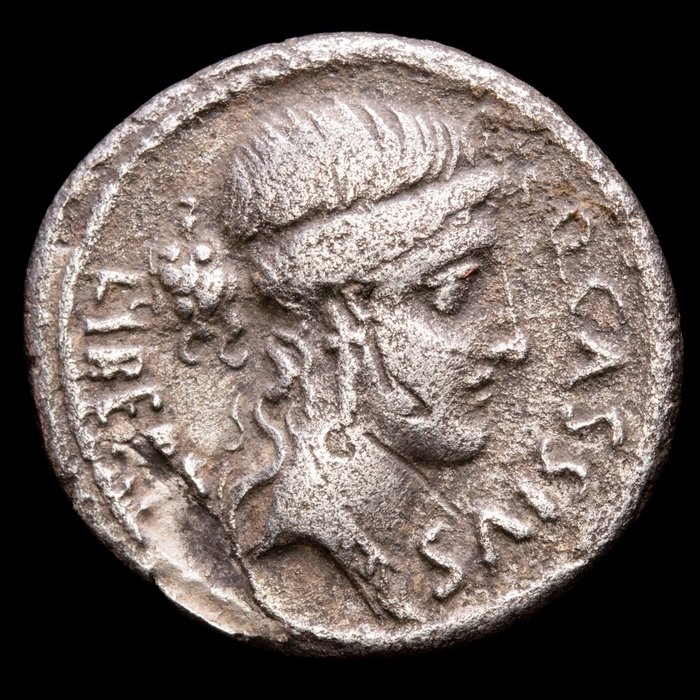 Roman Republic. Q. Cassius Longinus. AR Denarius,  Rome, 55 B.C. Q. CASSIVS/ VEST. Temple of Vesta