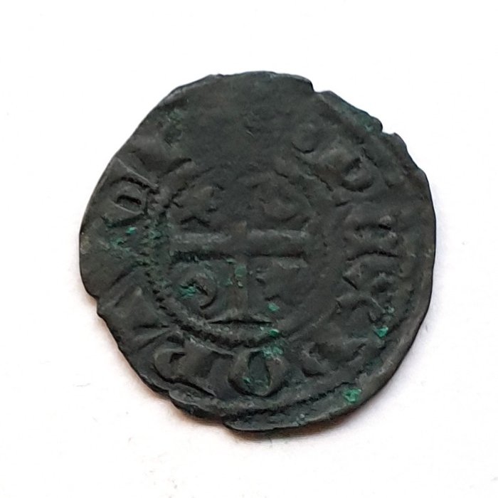 Portugal. D. Dinis I (1279-1325). Dinheiro - ºDºR€X PORTVGL/AL GA RB II - Gravura Fina - Legenda de Tornês/Cruz Fina