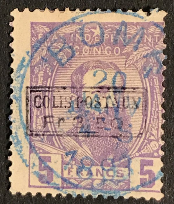 Belgian Congo 1889 - Leopold II in right-looking profile - Colis Postaux 3fr50 on OBP11 - Lovely cancellation ‘BOMA’ - OBP CP4