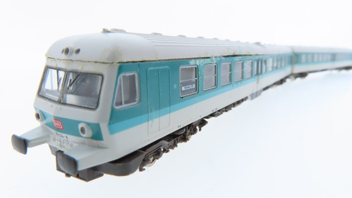 Fleischmann N - 7438 - Train unit - 2-piece train set BR 614 in blue-green/white color scheme - DB