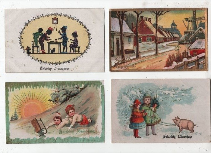 Fantasie, Gelukkig Nieuwjaar  & Kerstmis - Ansichtkaarten (Collectie van 96) - 1900-1945