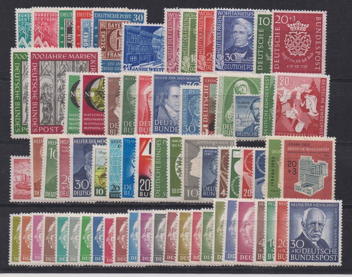 Duitsland, Bondsrepubliek 1949/1954 - First years up to “Heuss” without “Post Horn”, unused, complete