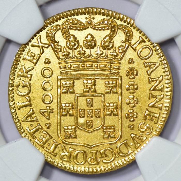 Brazilië (Koloniaal). D. João V (1706-1750). Moeda (4.000 Reis) 1719 B - Bahia - NGC - UNC Details