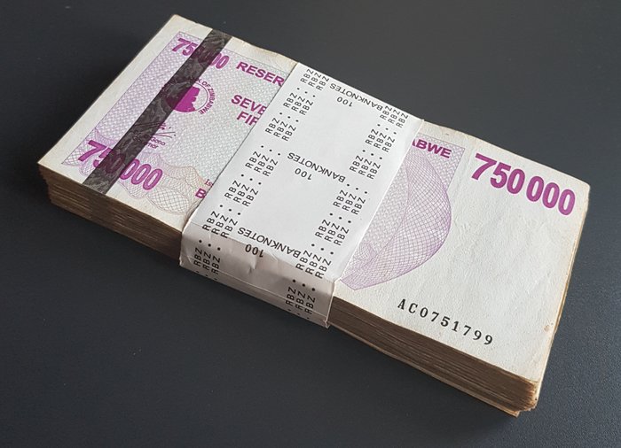 Zimbabwe. 100 x 750.000 Dollar 2008