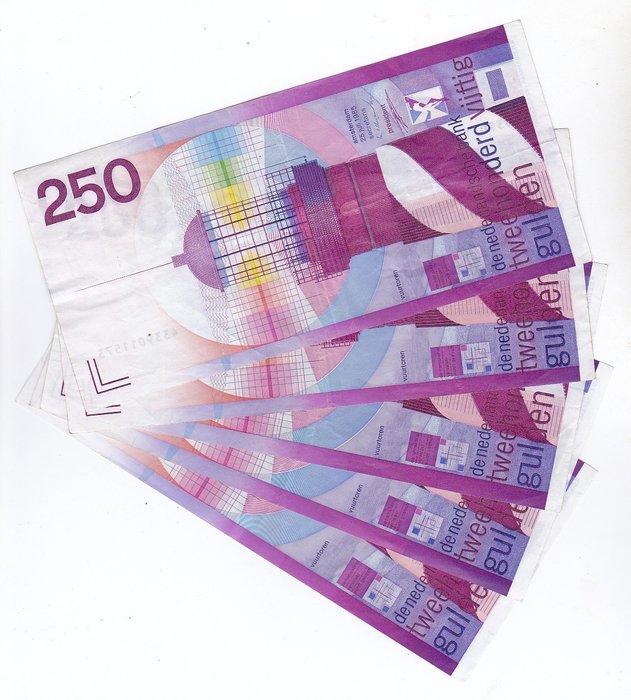 Paesi Bassi - 250 Gulden 1985 - Vuurtoren (Lot van 5 stuks) - PL110