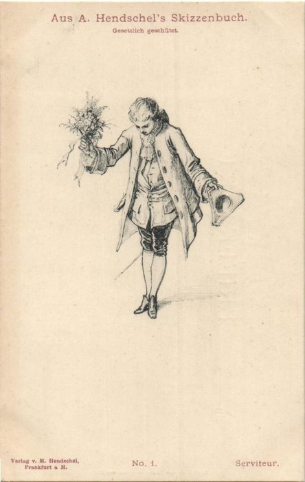 Duitsland - Fantasie, A.Hendschel's Skizzenbuch -Getekende lichtdruk rond 1900 - Ansichtkaarten (Collectie van 99) - 1900-1900
