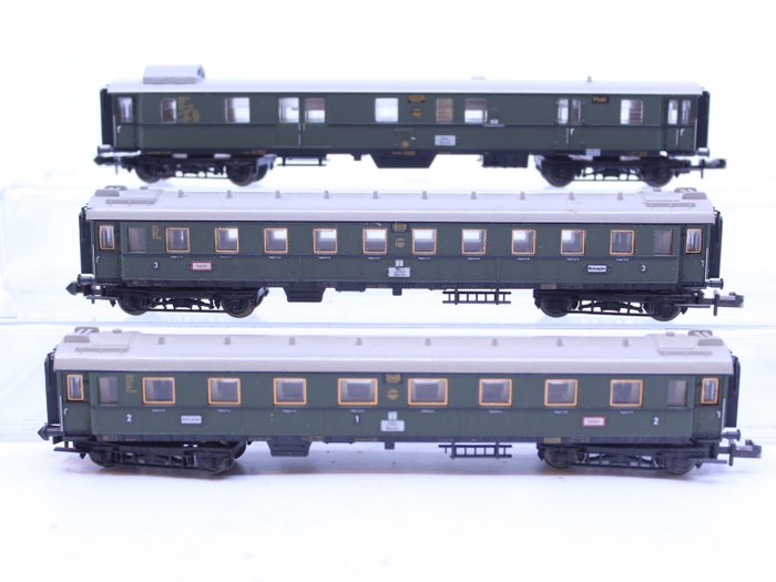 Minitrix N - 3170, 3171, 13173 - Passagiersrijtuig - 3 sneltreinwagons DR 1e/2e klas, 3e klas, postwagen - DR (DDR)