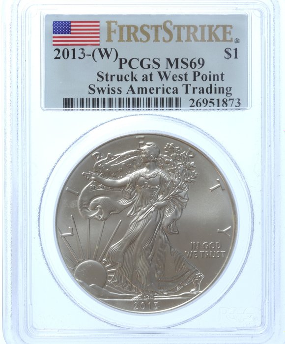 United States. 1 Dollar 2013-W West Point (First Strike) in PCGS MS69 Slab
