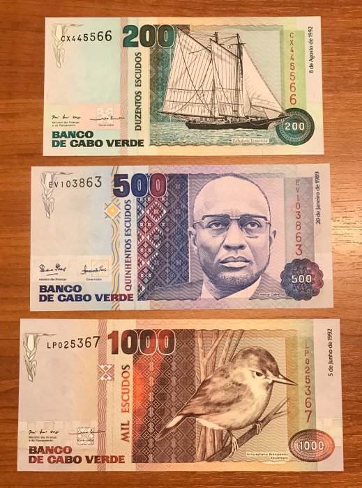 Cape Verde - 200, 500, 1000 Escudos 1989/1992 - Pick  59a, 63a, 65a