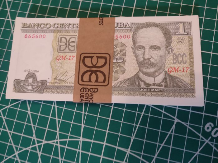 Cuba - 100 x 1 peso 2016 - Pick 128g - original bundle