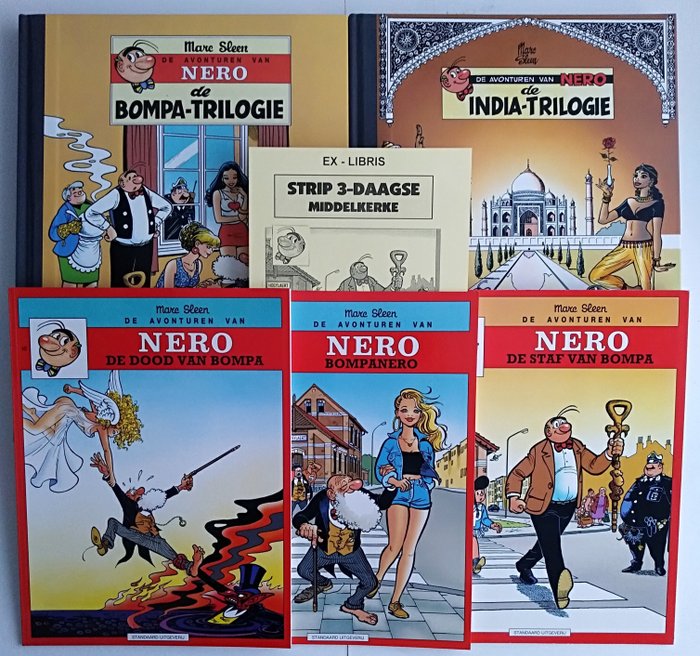 Nero - De India-trilogie + bompa-trilogie + albums 141, 142 met opdrachttekening Stallaert en 143 - Hardcover - First edition - (1997/1998)
