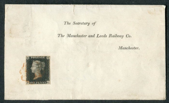 Great Britain 1840 - Penny Black on a cover, sent twice