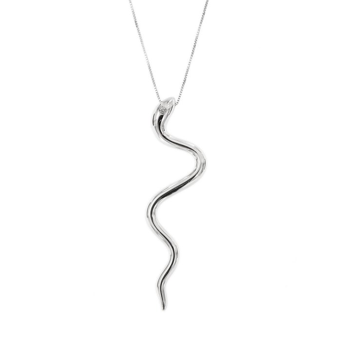Preview of the first image of 18 kt. White gold - Necklace with pendant - 0.02 ct Diamond.