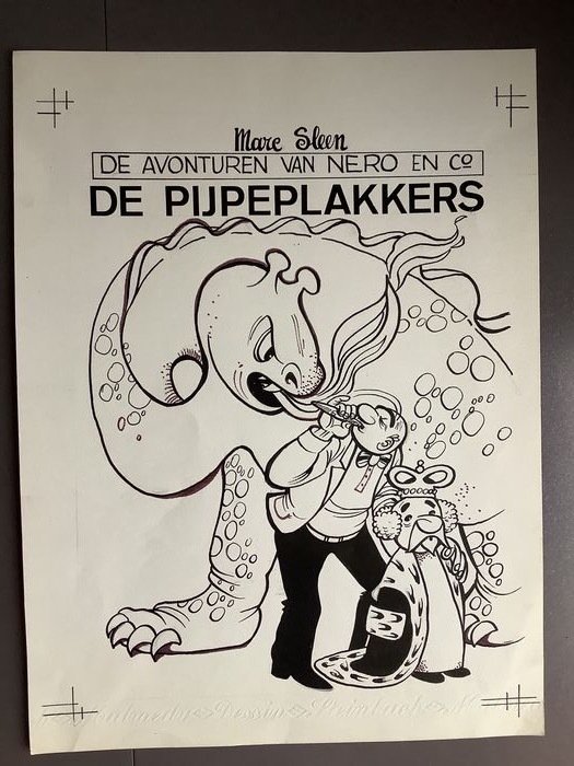 Sleen, Marc - Originele cover + inkleuring Nero - De Pijpeplakkers - Het Volk uitgaven 2e reeks - (1983)