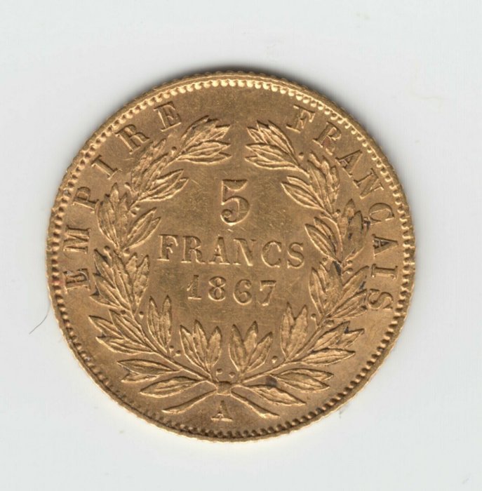 France. Napoléon III (1852-1870). 5 Francs 1867-A, Paris
