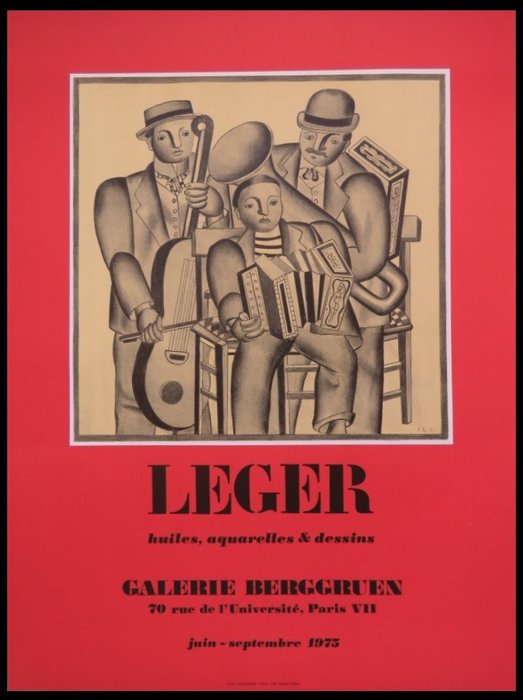 Fernand Leger, after - Affiche originale d'exposition - Huiles, aquarelles & dessins - Paris - 1975