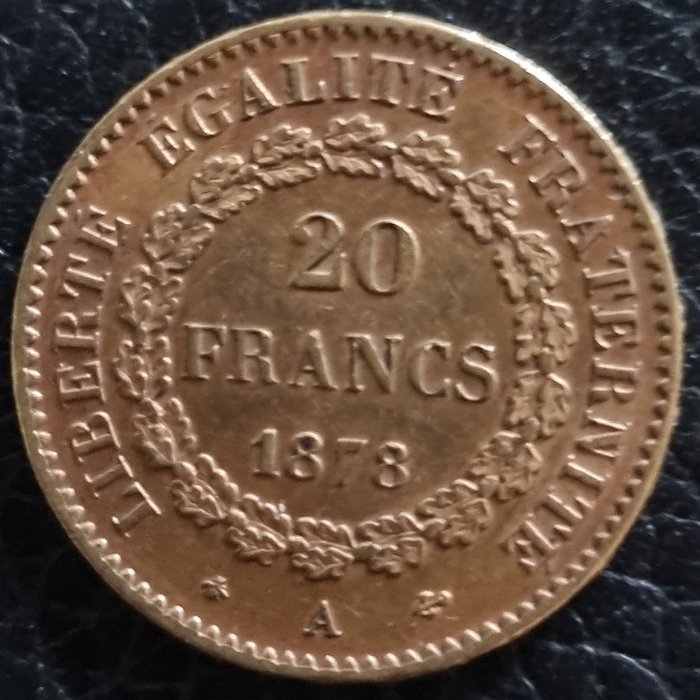 France. Third Republic (1870-1940). 20 Francs 1878-A Génie