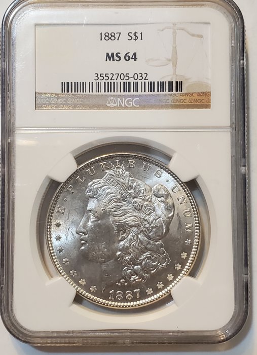 United States. Dollar (Morgan) 1887 in MS64  Slab
