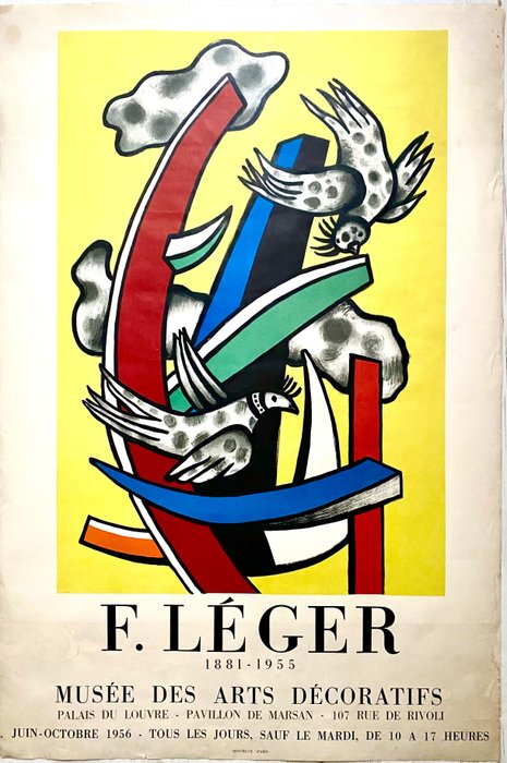 Fernand Leger, (after) - Affiche ancienne originale en lithographie pour le Musée des Arts Décoratifs - 1956