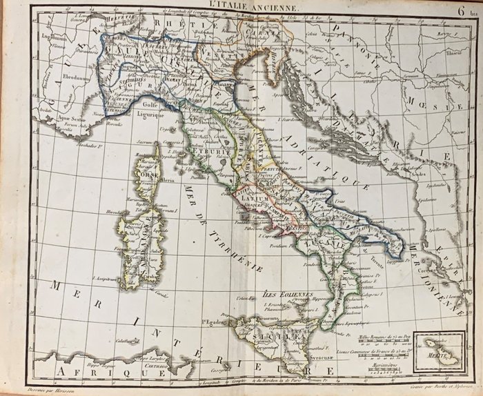 Italia, [Lot of three]; Hérisson Eustache / Adrien Hubert Brué - L'Italie ancienne / Italie 1re feuille / Italie 2eme feuille - 1781-1800