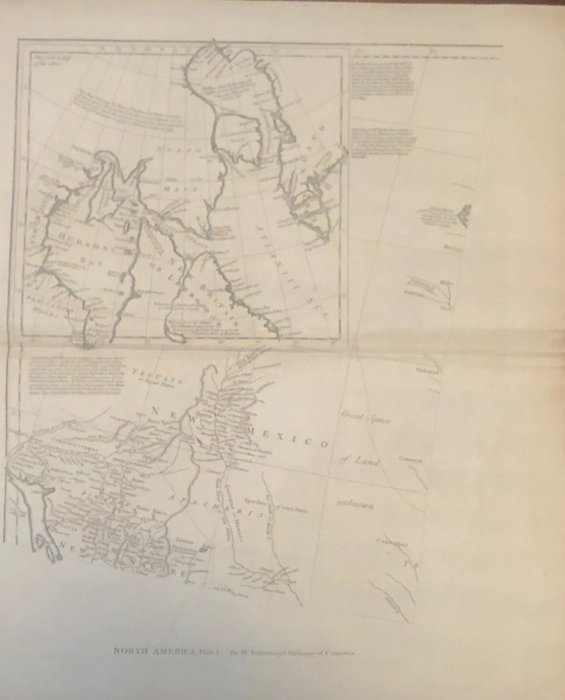 Nord America, Baia di Baffin, Baia di Hudson; Jean Baptiste Bourguignon D'Anville - North America, plate I - 1761-1780