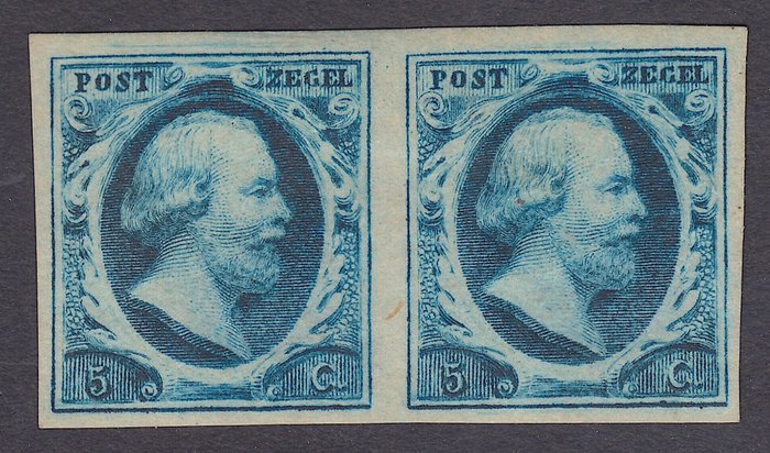 Netherlands 1852 - King Willem III, in pair, from plate I - NVPH 1