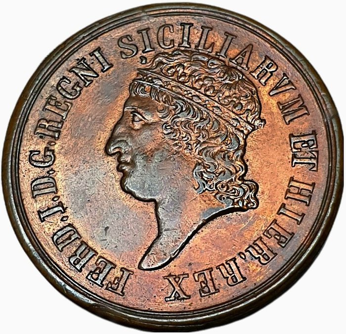 Italien, Königreich Neapel. Ferdinando I. di Borbone (1816-1825). 8 Tornesi 1817