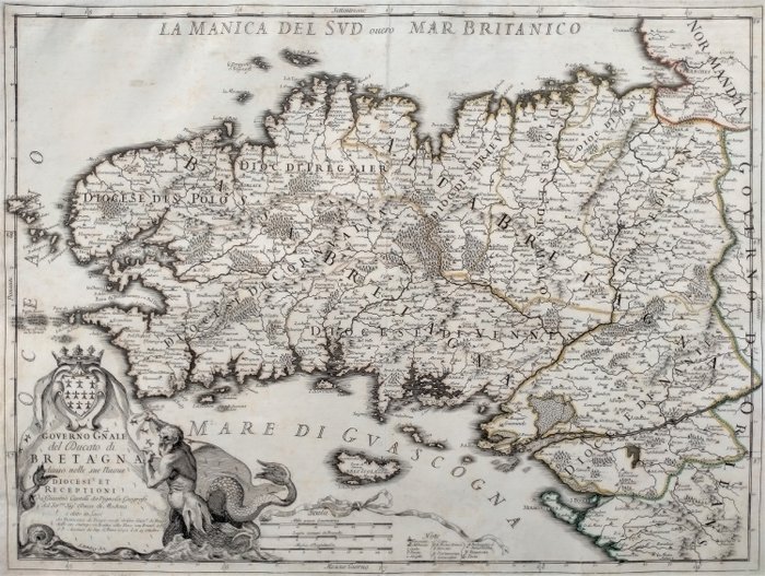 Francia, Brittany; Giacomo Cantelli da Vignola / Rome, 1692. - Governo Gnale del Ducato di Bretagna - 1681-1700