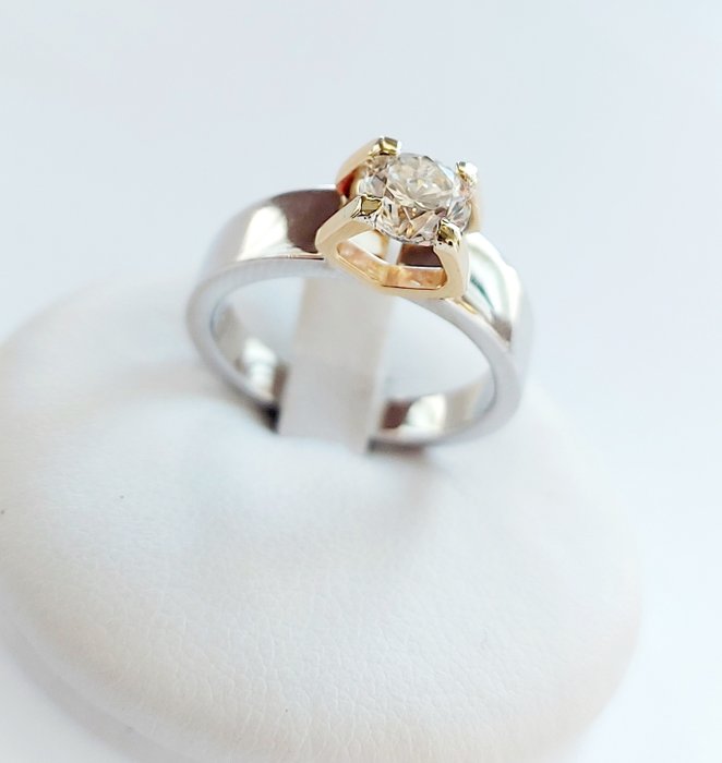 18 kt Gelbgold, Weißgold - Ring - 1.04 ct Diamant