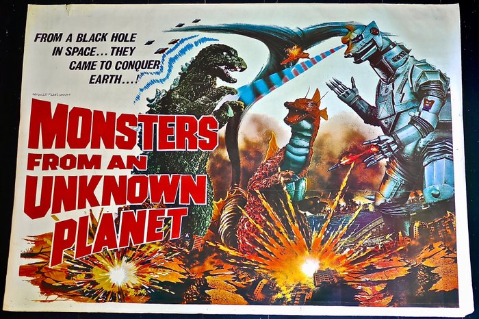 Monsters From an Unknown Planet (Terror of Mechagodzilla) 1975 - Toho, Godzilla - Poster, Original 1975 UK Cinema release - Quad