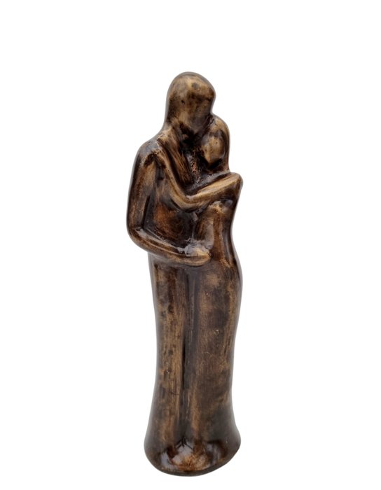 Statuett, omhelzend koppel - 31 cm - Patineret bronse