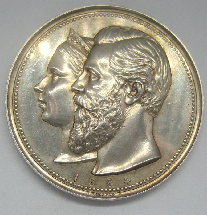 Allemagne, Preussen. Wilhelm I. (1861-1888). Silbermedaille 1884 von E. Weigand und F. W. Kullrich.