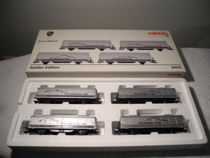 Märklin H0 – 94147 – Goederenwagenset – 4 delige Wagen-Set – Porsche Museum Sonder Edition